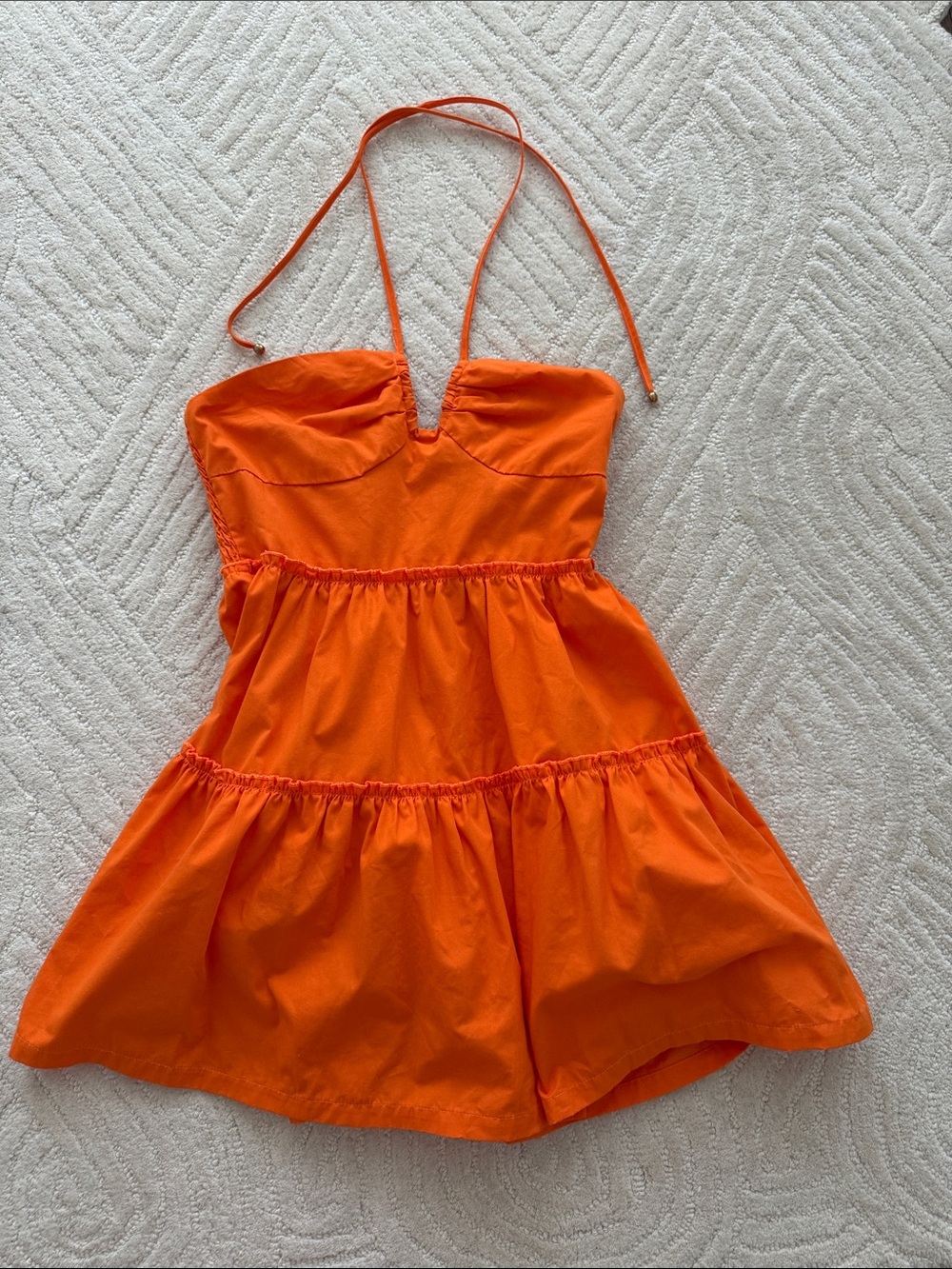 Orange Halter Mini Dress - Women's Summer Dress